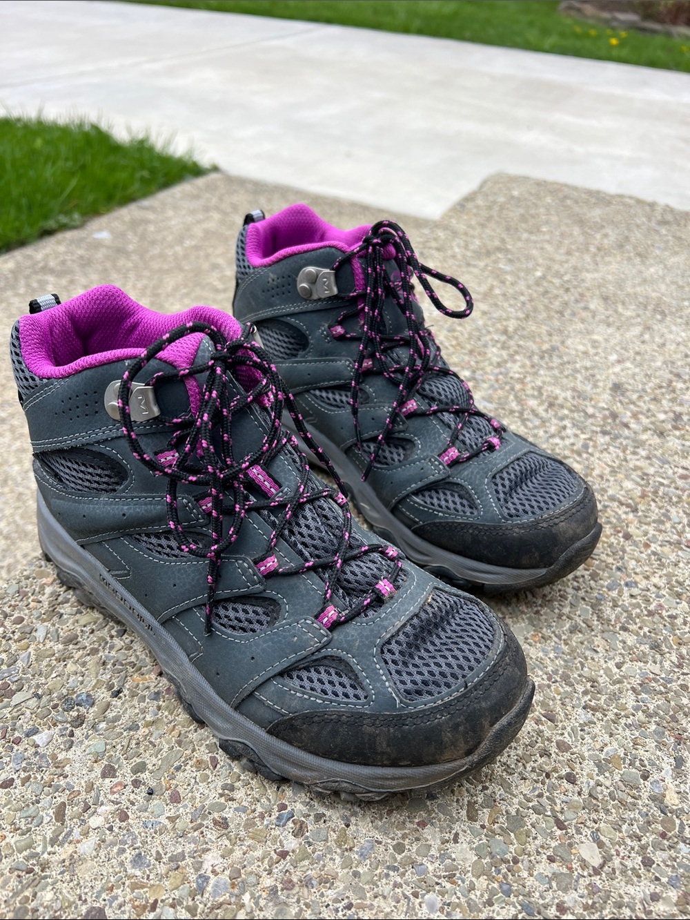Merrell Gray and Magenta Women's Waterproof Hiking Boots